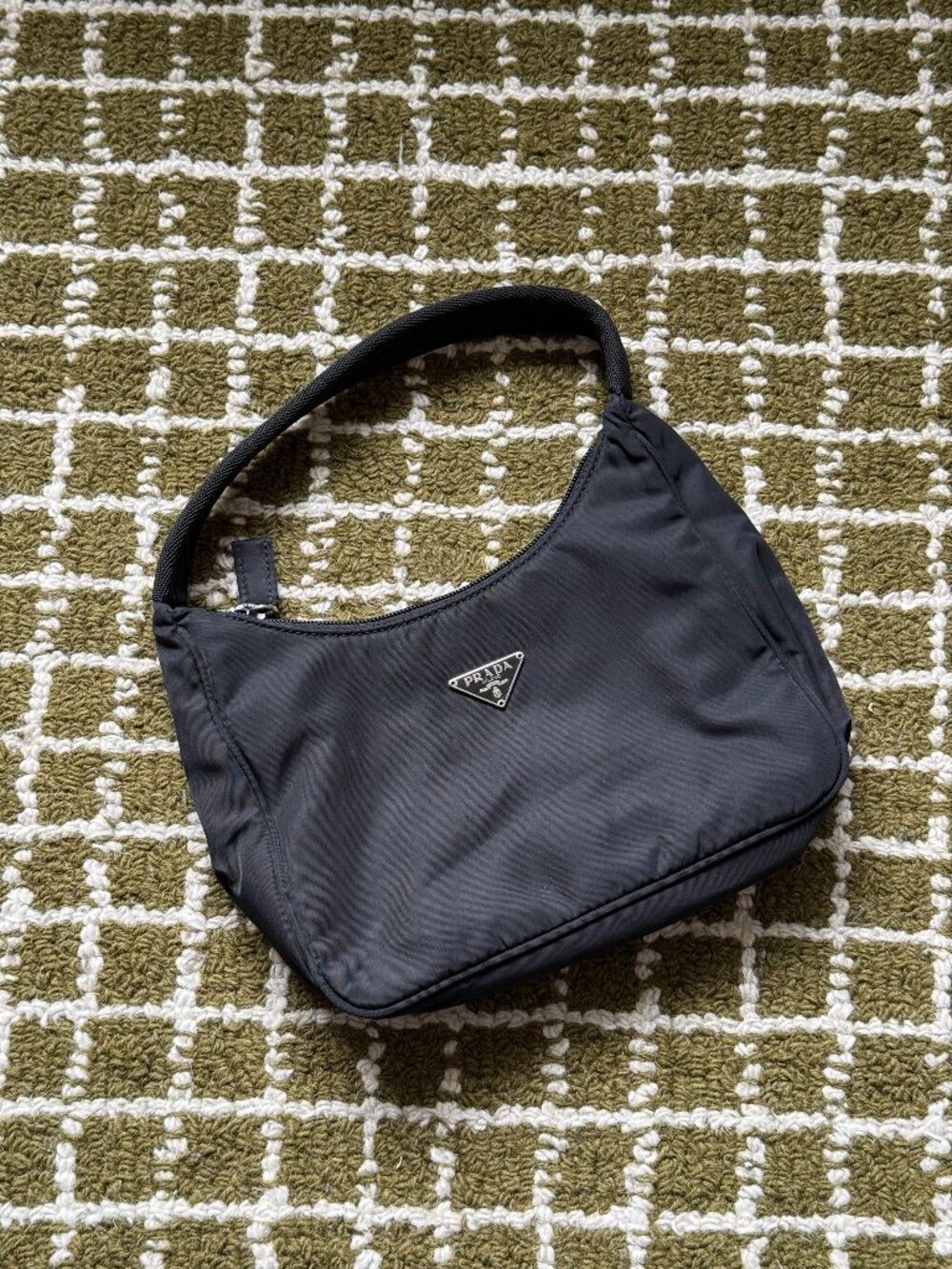 Prada Vintage Tessuto Nylon Mini Hobo Bag Black